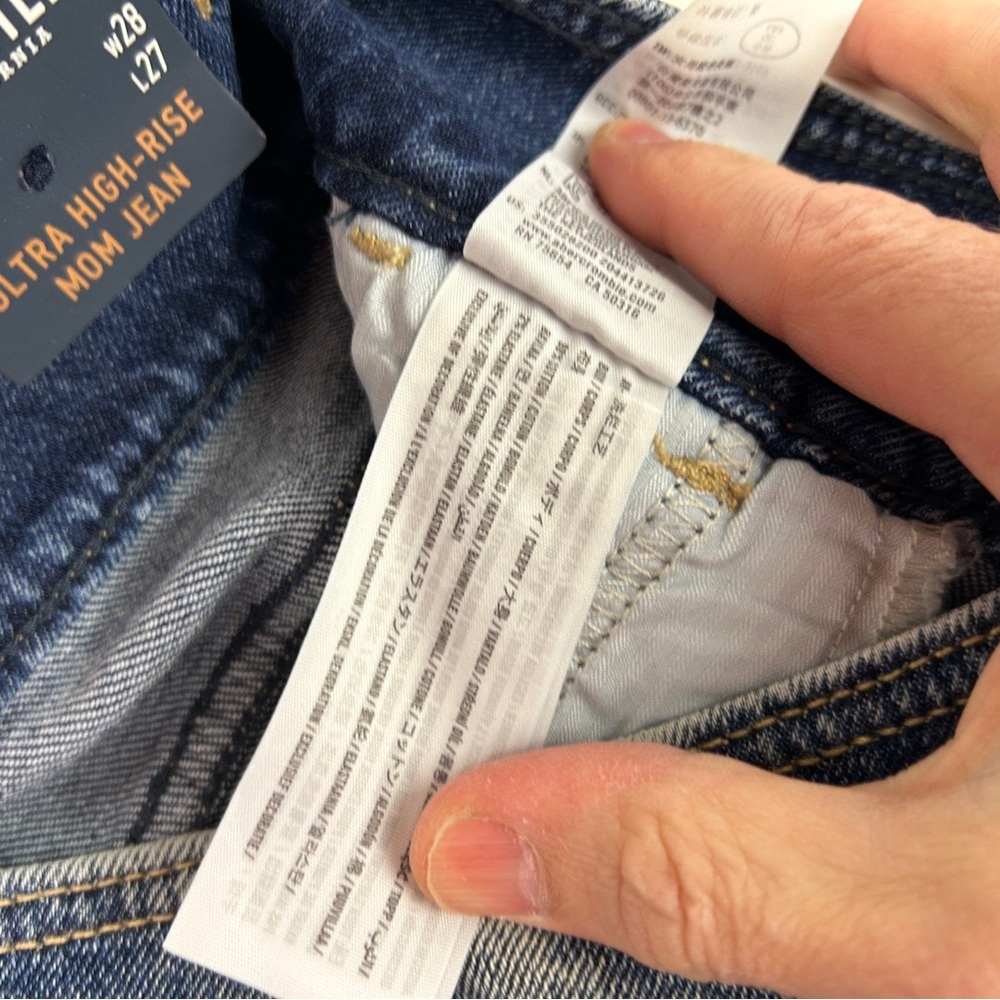 Hollister Mom Jeans Womens 28 X 27 Ultra High-Rise 7R Blue Vintage Stretch New - Picture 5 of 8